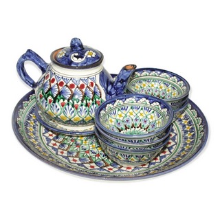 Набор чайный 9 предметов Риштанская керамика Чайник 0.8л пиалы 0.2 2245461